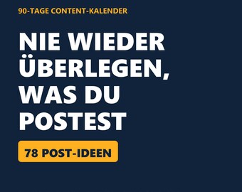 Social Media Calendar Template | 90 Days of Content Ideas + Text Templates for Small Businesses | Instagram Facebook | German | Download