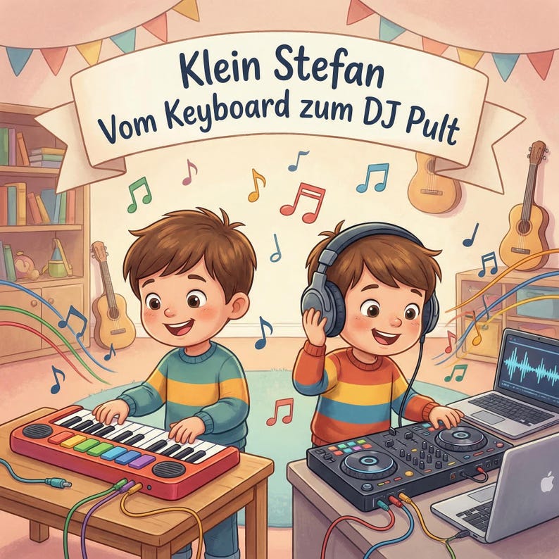 DJ Kinderbuch PDF | Klein Stefan – Vom Keyboard zum DJ Pult | Vorlesegeschichte über Musik für Kinder ab 4 | Sofort Download Bild 1