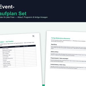 Ablaufplan Vorlage Feier PDF | Party Geburtstag Firmenfeier planen | Programm Moderation Ansagen Vorlage | Deutsch | Sofort-Download