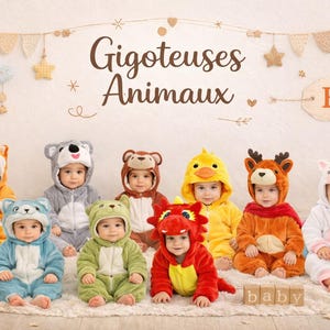 Baby Animal Pyjamas | Soft and Warm Baby Onesie | Baby Animal Costume | Winter Baby Romper | Baby Gift