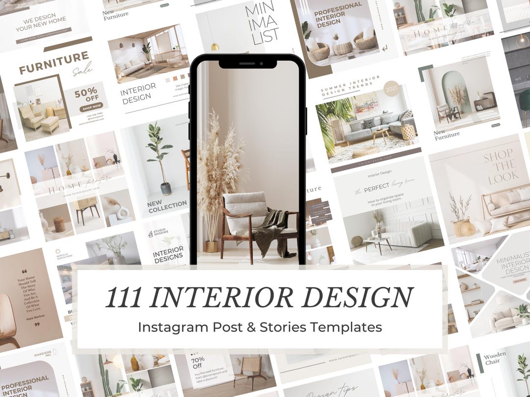 111 Interior Design Instagram Canva Templates | Editable Posts for ...