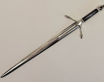Miniature Scottish Longsword 'The Lewis' #6/7 Letter Opener Sterling Silver Onyx Steel blade Gift for Him Her
