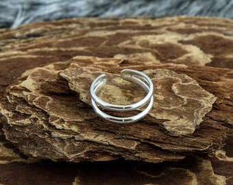 Silver Double Band Toe Ring Sterling
