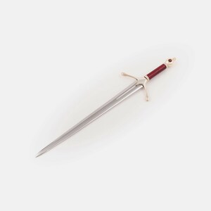 Abridor de cartas de espada longa escocesa em miniatura 'The Skye' #7/7 prata esterlina granada sangue de boi lâmina de aço presente para ele ela