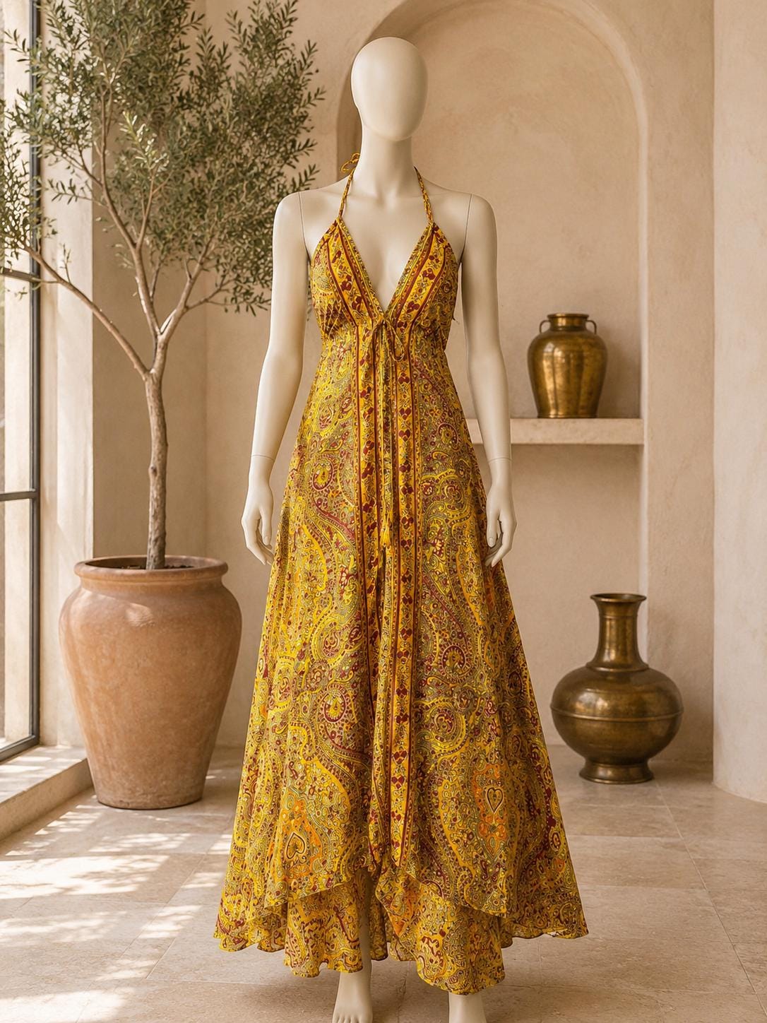 backless festival dress Halter Rave type-party-dresses Color:Emerald Green Bohemian dress Carousel Backless Knit Mini