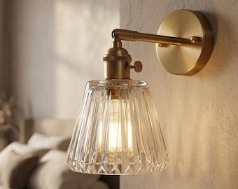 Nordic Glas Wandleuchte Messing Wandleuchte Skandinavisch Japandi Schlafzimmer Wandleuchte Moderne Retro Wohnzimmer Beleuchtung Dekor