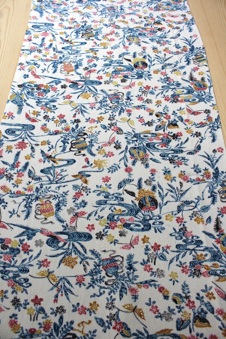 Japanese Kimono Floral Silk Kimono Silk Floral Fabric Kimono Fabric Floral Material Cherry Blossom Silk