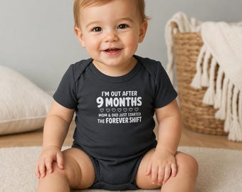 Body para bebé "Me voy después de 9 meses", regalo para recién nacido, body divertido para bebé, regalo para baby shower, regalo para recién nacido, ropa de bebé