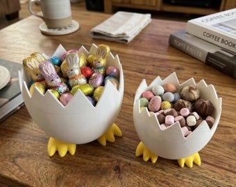 Gebarsten Eierschaal met Voeten | 3D-geprinte paasdecoratie kuiken, tafeldecor