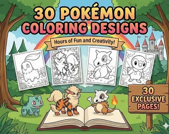 Pokémon-Malbuch! 30 Motive für endlosen Malspaß.