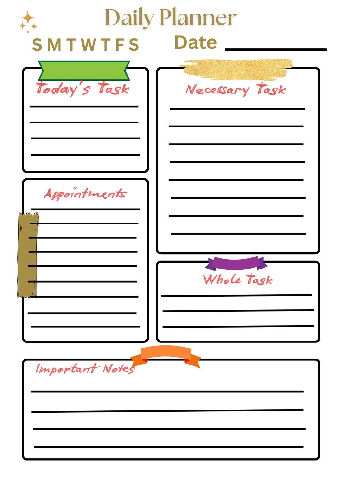 Daily Task Tracker Printable | Schedule, Meal Planner (instant Download ...