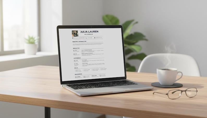 Minimalist Resume Template Canva | Professional CV With Photo (instant ...
