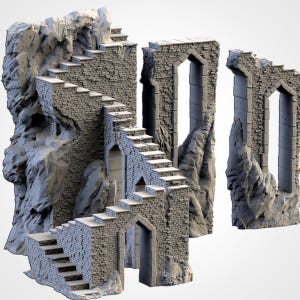Minas subterráneas y escaleras enanas / 32/28 mm Escenografía y terreno en miniatura para Wargaming