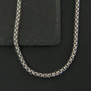 Stainless Steel Box Chain Necklace – Unisex Industrial-Style Chain, 4mm Width |NC4-3