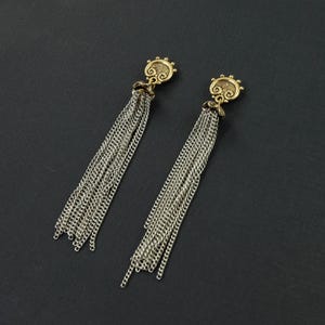 Vintage-Style Gold and Silver Chain Tassel Earrings |EC1-26