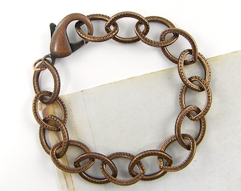 Copper Chain Bracelet, Oxidized Copper Bracelet, Copper Link Bracelet Jewelry |BC2-6