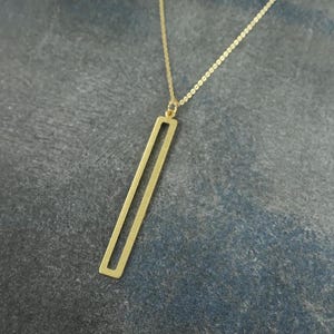 Long Thin Gold Vertical Bar Necklace, Simple Textured Minimalist ...