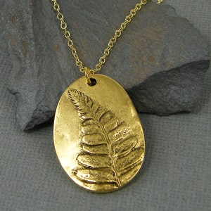 Gold Fern Necklace, Leaf Pendant Necklace, Gold Botanical Nature Jewelry |NC1-20