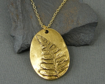 Gold Fern Necklace, Leaf Pendant Necklace, Gold Botanical Nature Jewelry |NC1-20