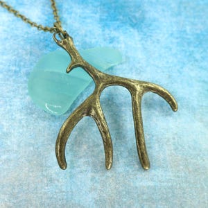 Antler Necklace, Large Bronze Deer Necklace, Deer Antler Woodland Forest Pendant Necklace, Animal Horn Necklace |NC2-8
