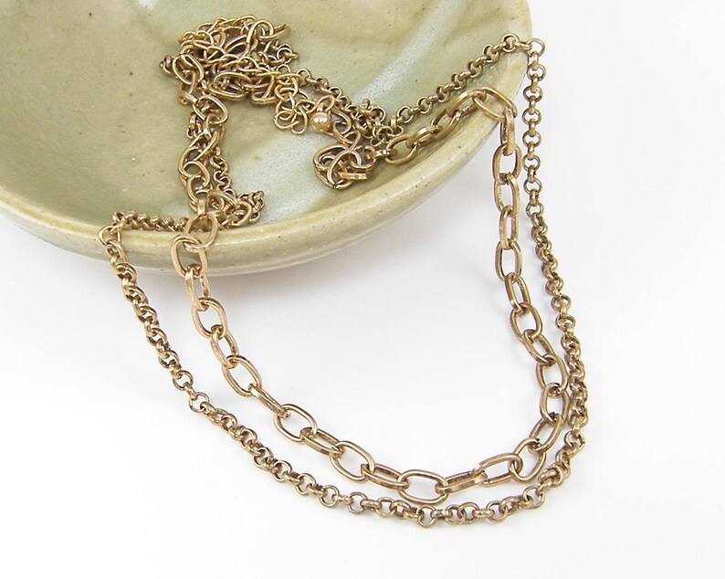 Gold Layered Chain Two Strand Gold Necklace Chain Mixed Link Etsy