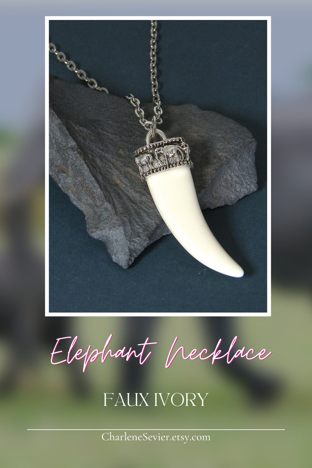 Fang Necklace Elephant Tusk Necklace Faux Ivory Claw Etsy