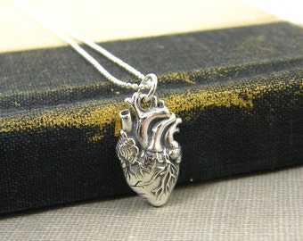 Anatomical Heart Necklace, Sterling Silver Heart Pendant, Doctor Gift, Med School Graduation Gift, Nurse Gift Medical Necklace |NS1-11