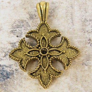 Ethnic Cross Pendant, Antique Gold Tribal Men&#39;s Women&#39;s African Pendant, Afrocentric Unisex Maltese Cross Charm |AN2-11|1