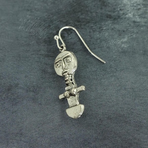 Men&#39;s Boho Tribal Silver Drop Earring, Global Chic Bold Statement Jewelry for Him |EC5-4