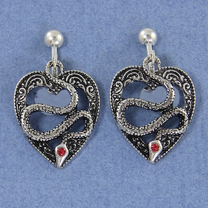 Snake Clip on Earrings, Silver Reptile Lover Clip Earrings, Animal Nature Jewelry |EC3-37