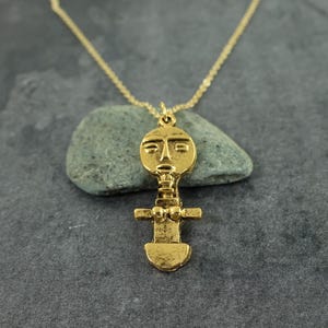 Tribal Person People Necklace, Ashanti Woman Women Female, Ethnic African Figurine Bronze Dangle Pendant Charm Necklace |NC1-51 Q3-5