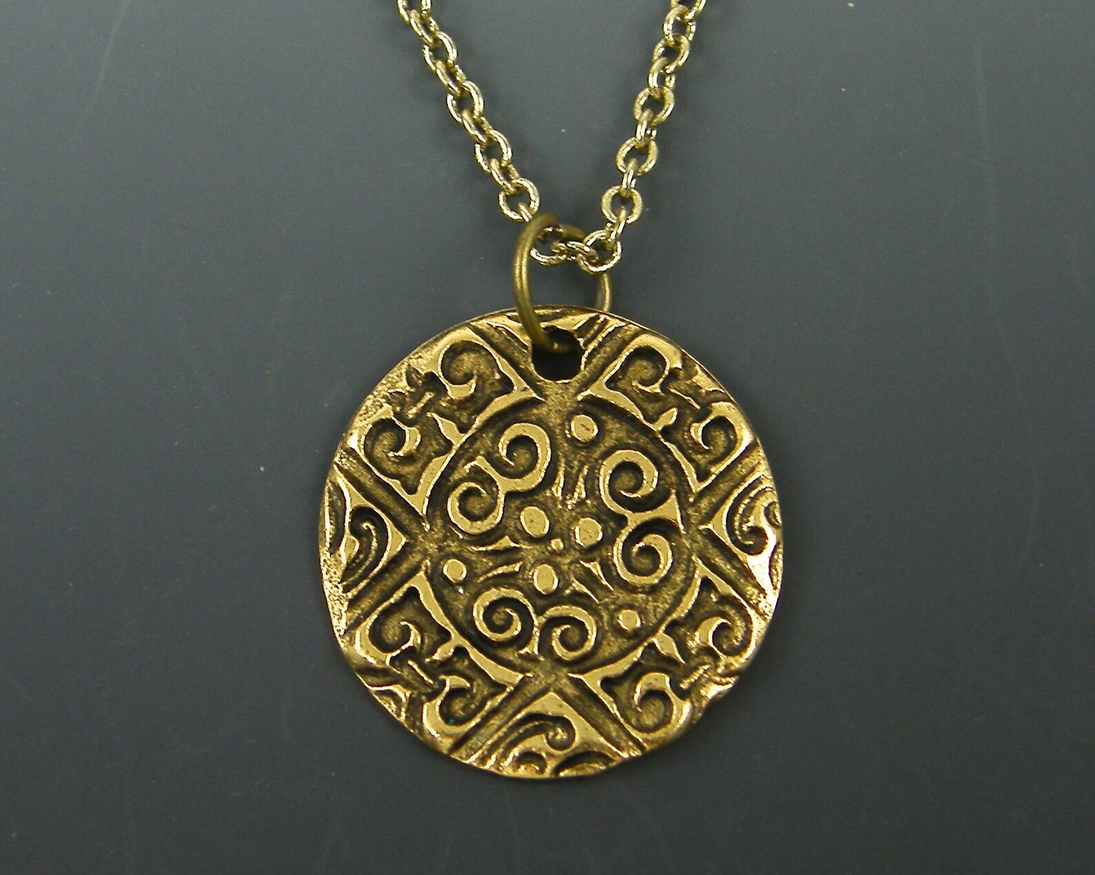 Men's Medallion Necklace Antique Gold Ancient Style Faux Etsy