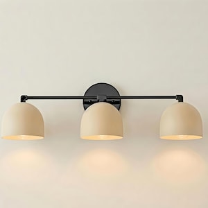 Moderne 3-Licht Wandleuchte, schwarze Eitelkeit Leuchte, minimalistische Badezimmer Beleuchtung, Triple Dome Shade Wandleuchte, zeitgenössische Wandleuchte