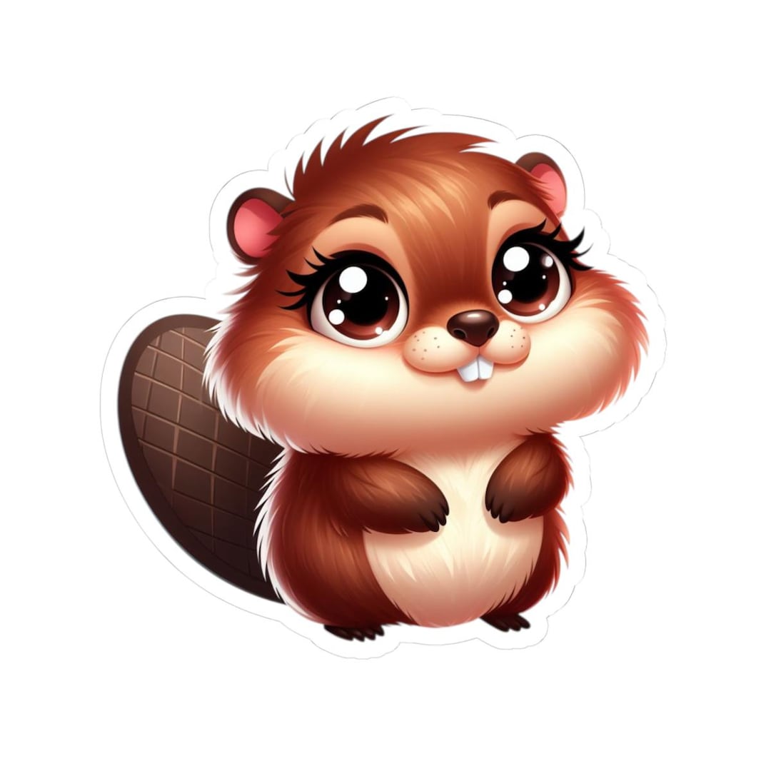 Cute Cartoon Beaver Kiss-cut Stickers | Laptop Decal, Woodland Animal ...
