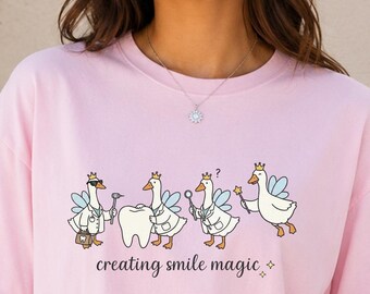 Dental Goose T-Shirt, Creating Smile Magic Tee, Cute Dentist Gift