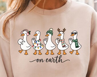 ASL Peace on Earth Goose Sweatshirt, Christmas Sign Language Crewneck, Holiday Goose Shirt, ASL Interpreter Gift