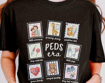 Pediatric Nurse PEDS Era T-Shirt, Retro Stamp Nursing Tee