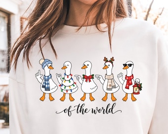 Light of the World ASL Goose Sweatshirt, Christian Christmas Crewneck, Sign Language Holiday Shirt