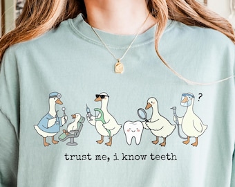 Dentist Humor T-Shirt, Goose Dental Tee, Dental Assistant Gift, Funny Tooth Shirt For Dentists