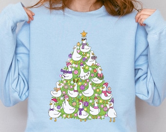 Christmas Goose Sweatshirt, Goose Christmas Tree Shirt, Funny Goose Holiday Sweater, Cute Christmas Crewneck, Goose Lover Gift