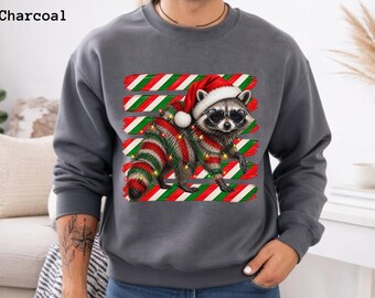 Christmas Raccoon Sweatshirt, Retro Raccoon Christmas Sweater, Funny Holiday Animal Shirt, Raccoon Lover Gift, Cute Christmas Sweatshirt