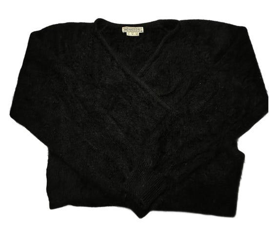 Vintage 90s Monsoon Angora Wrap Sweater | Minimalist Y2K Top