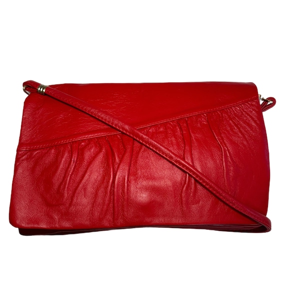 Vintage Brixton Vancouver Red Leather Crossbody Clutch | 1980s Canadian Made