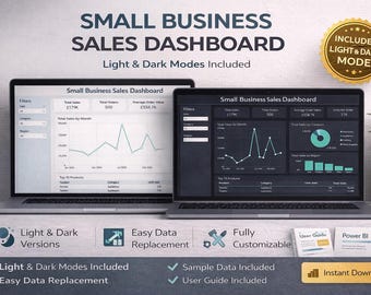 Sjabloon Power BI-verkoopdashboard | KPI voor kleine bedrijven (directe download)