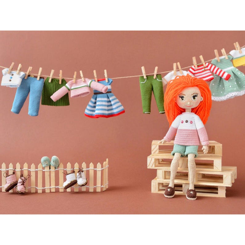 Basic Doll Wardrobe, Crochet Clothes, Shoes, For Dolls 20 cm (7,9 in), Several Color and Design Options, English PDF image 3