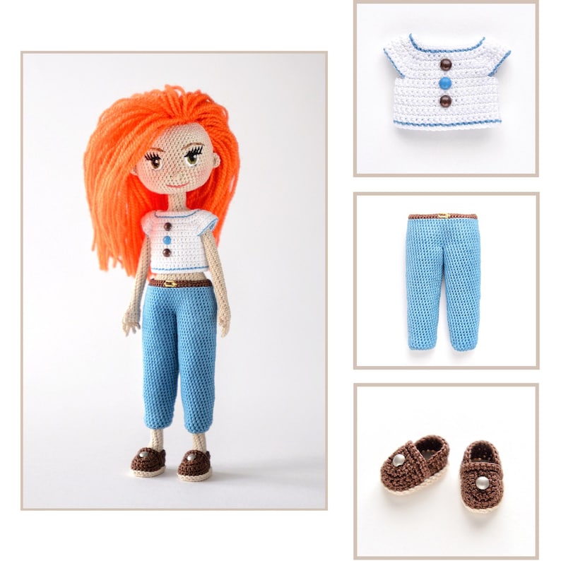 Basic Doll Wardrobe, Crochet Clothes, Shoes, For Dolls 20 cm (7,9 in), Several Color and Design Options, English PDF image 13