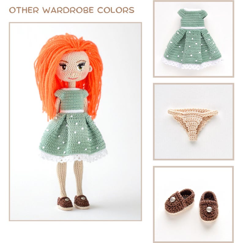 Basic Doll Wardrobe, Crochet Clothes, Shoes, For Dolls 20 cm (7,9 in), Several Color and Design Options, English PDF image 9