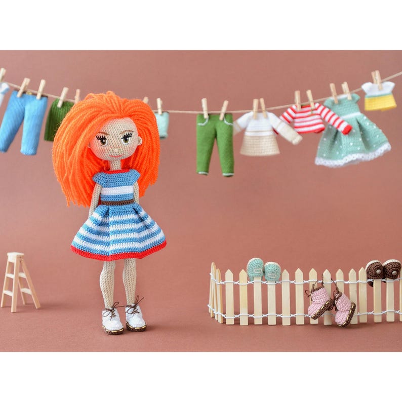 Basic Doll Wardrobe, Crochet Clothes, Shoes, For Dolls 20 cm (7,9 in), Several Color and Design Options, English PDF image 17