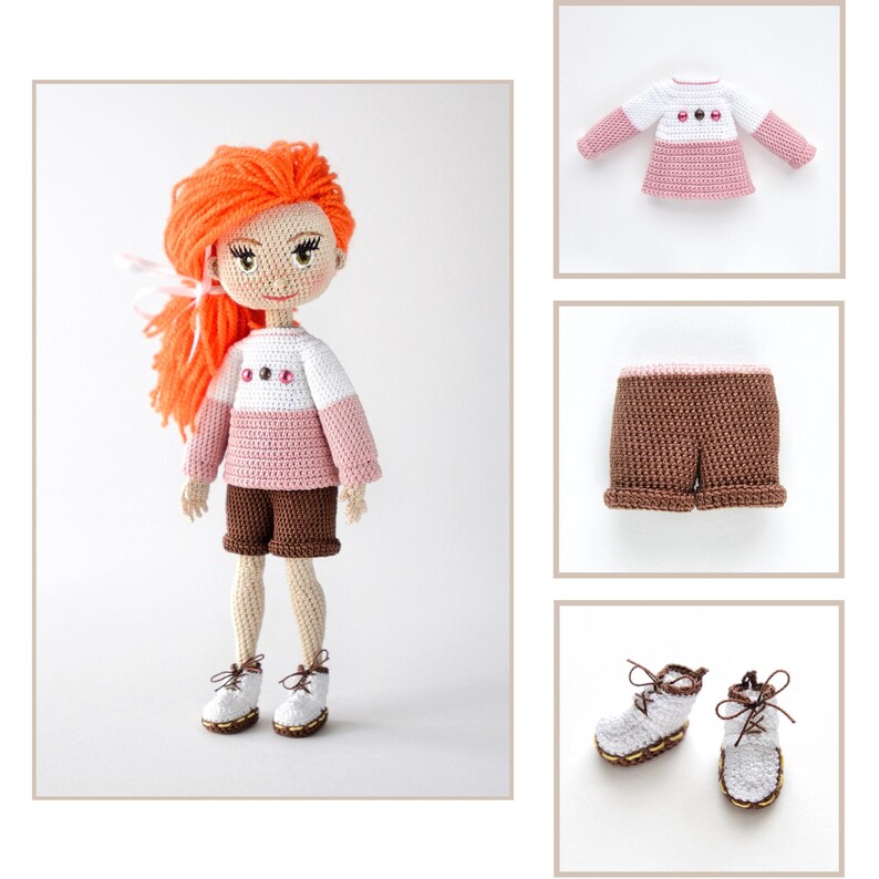 Basic Doll Wardrobe, Crochet Clothes, Shoes, For Dolls 20 cm (7,9 in), Several Color and Design Options, English PDF image 12