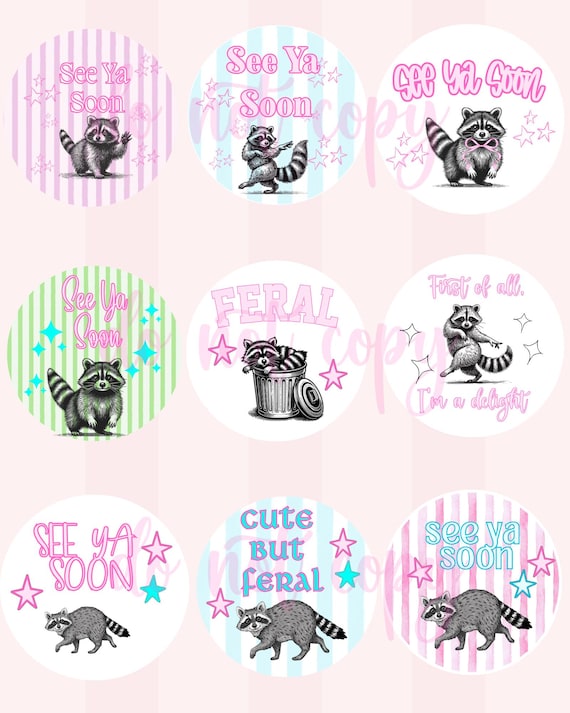 See Ya Soon Racoon Cardstock| Racoon Cardstock File (Digital Download| 9 Images)